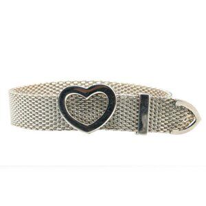 Tiffany & Co. Somerset Mesh Heart Bangle Bracelet 6.7" SV925 Peretti Auth w/Box